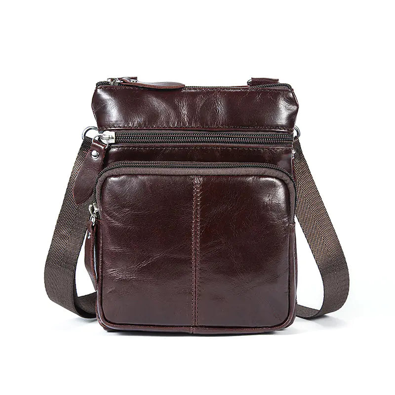 Genuine Leather Zipper Crossbody Shoulder Bag