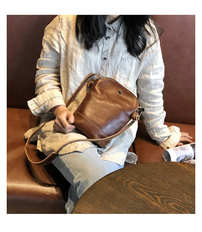 Vintage Handmade Leather Crossbody Bag