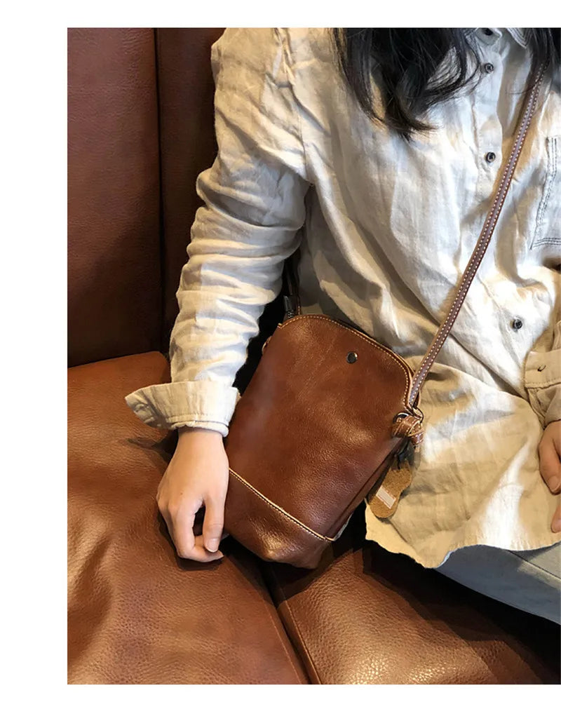 Vintage Handmade Leather Crossbody Bag