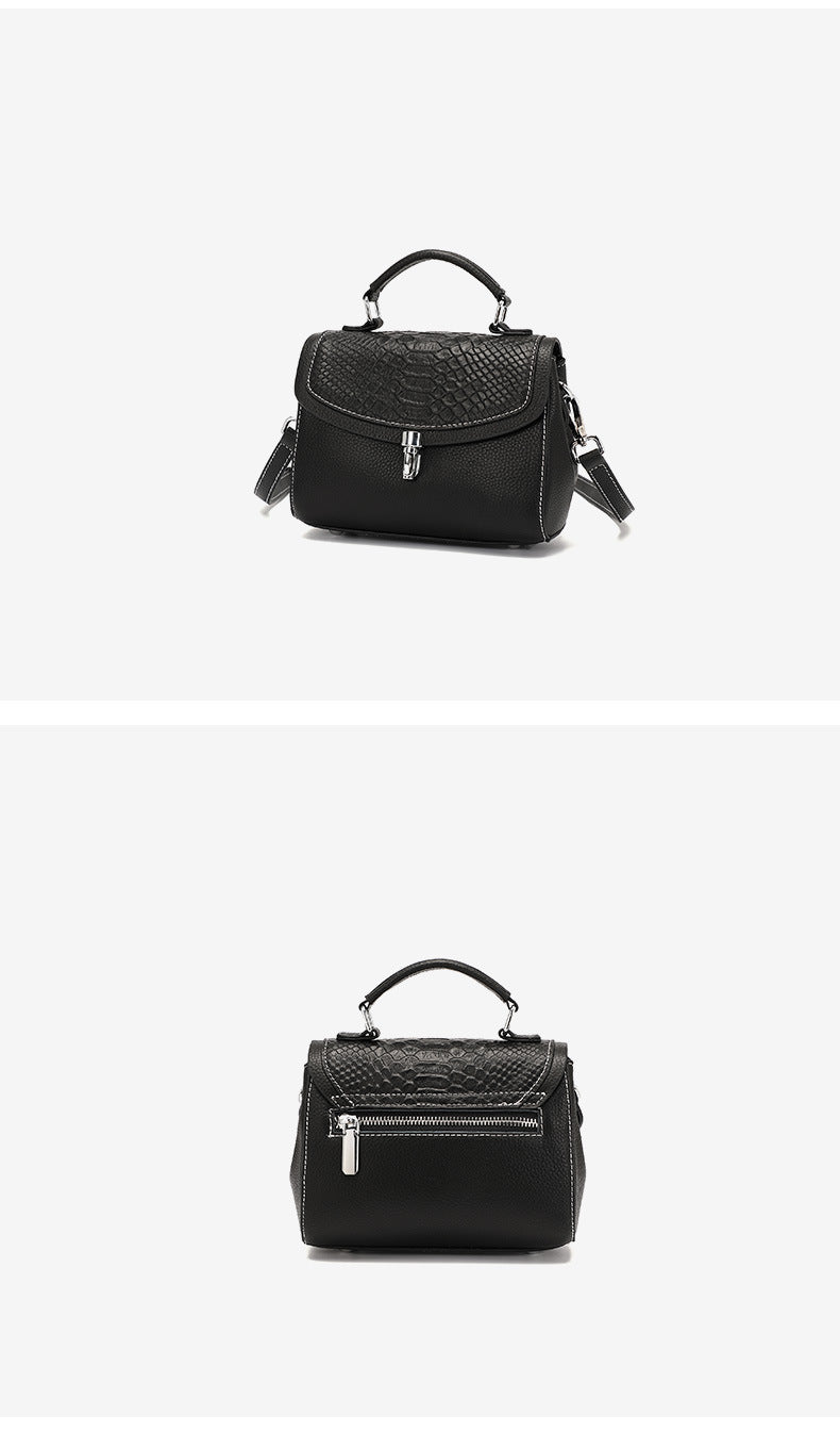 Croc-Embossed Leather Top-Handle Bag
