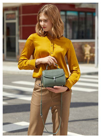 Croc-Embossed Leather Top-Handle Bag