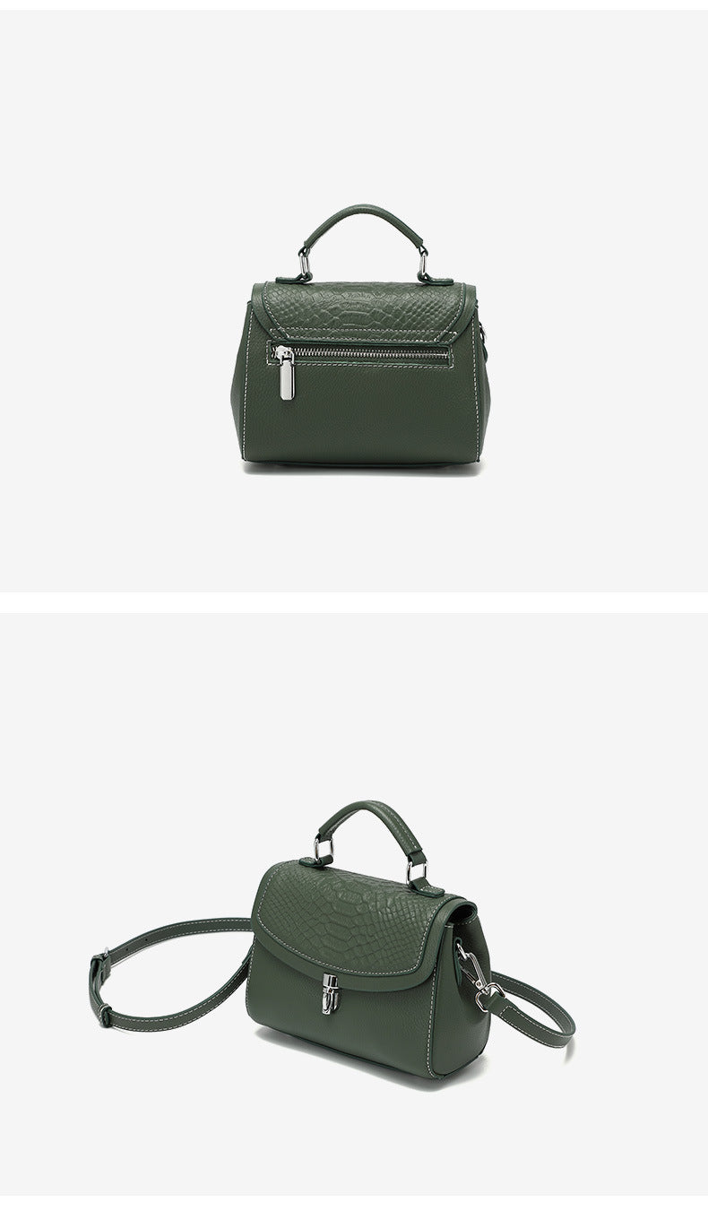 Croc-Embossed Leather Top-Handle Bag