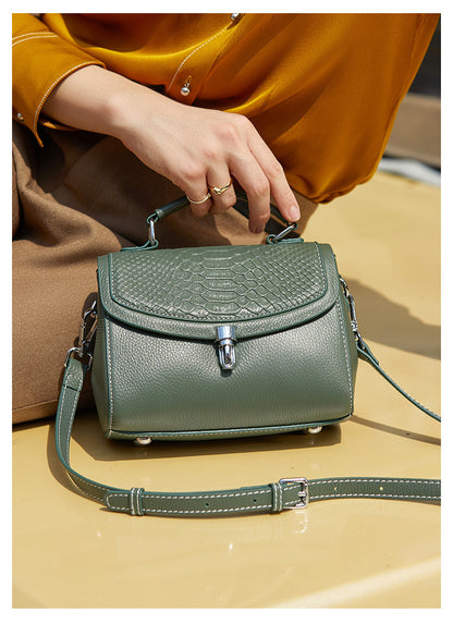 Croc-Embossed Leather Top-Handle Bag