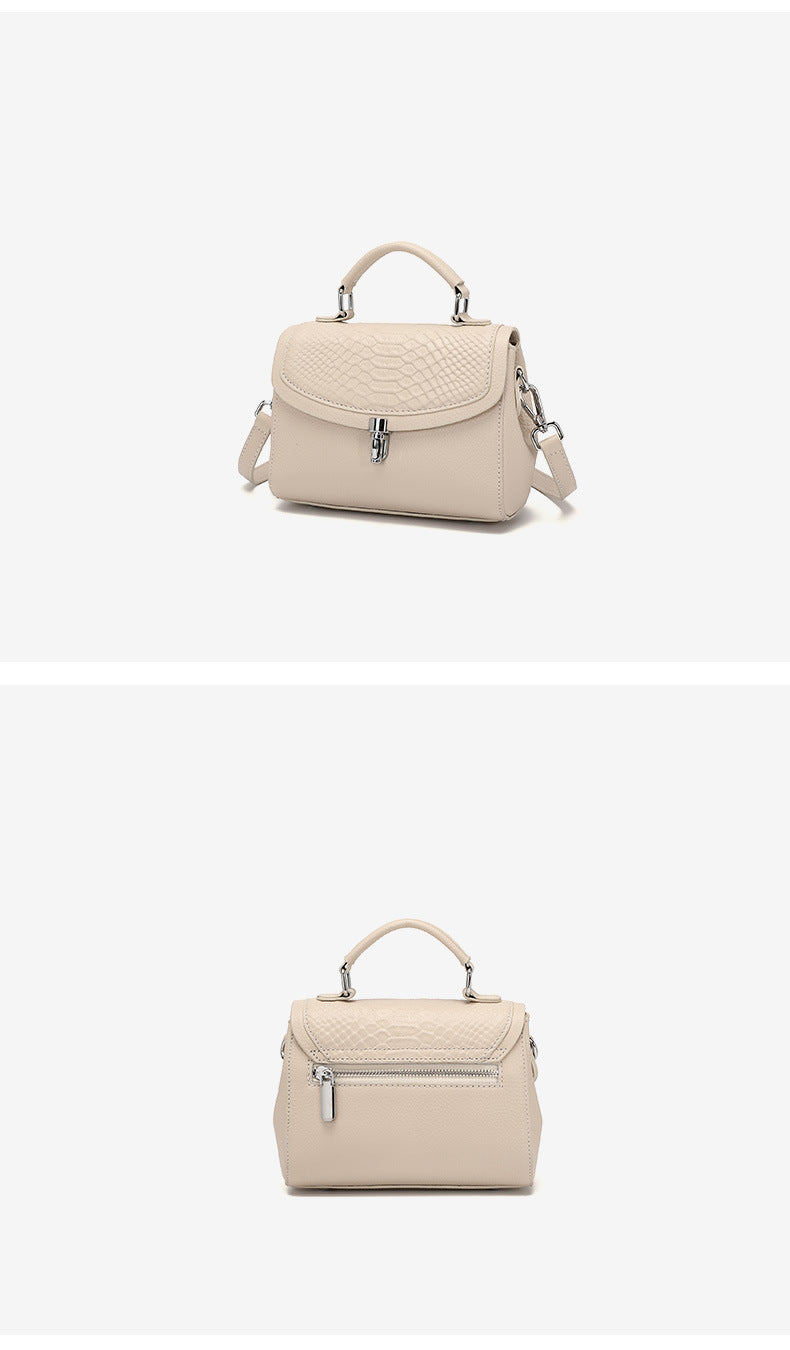 Croc-Embossed Leather Top-Handle Bag