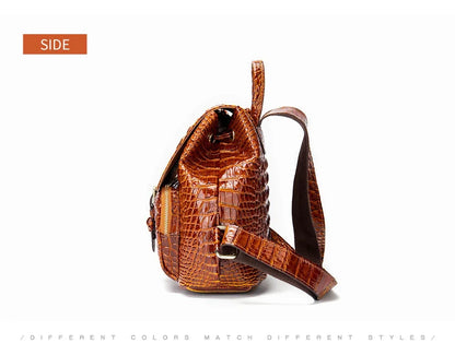 Rucksack aus Leder in Kroko-Optik