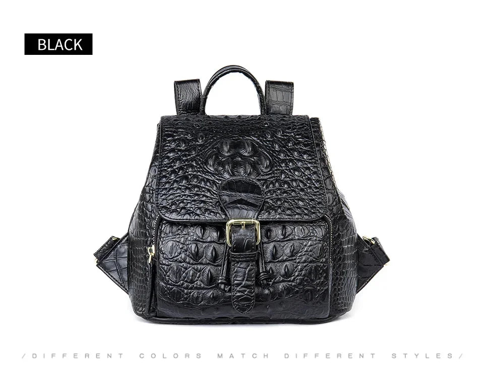 Rucksack aus Leder in Kroko-Optik
