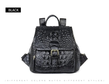 Rucksack aus Leder in Kroko-Optik