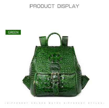 Rucksack aus Leder in Kroko-Optik