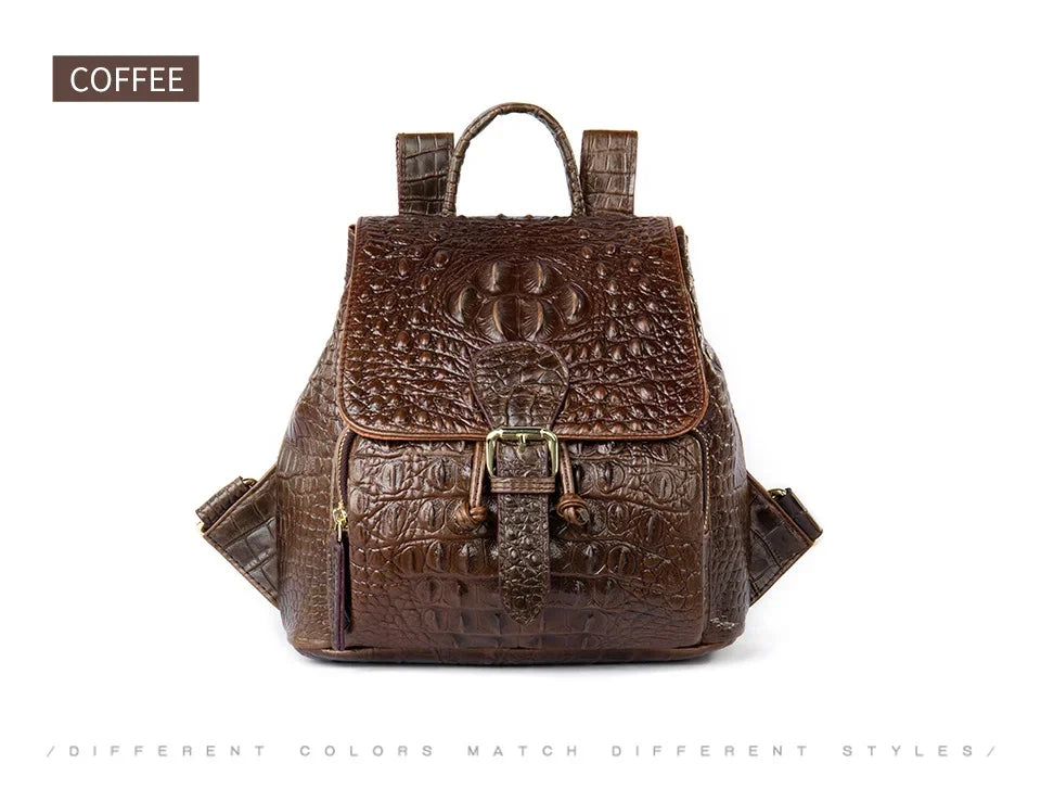 Rucksack aus Leder in Kroko-Optik