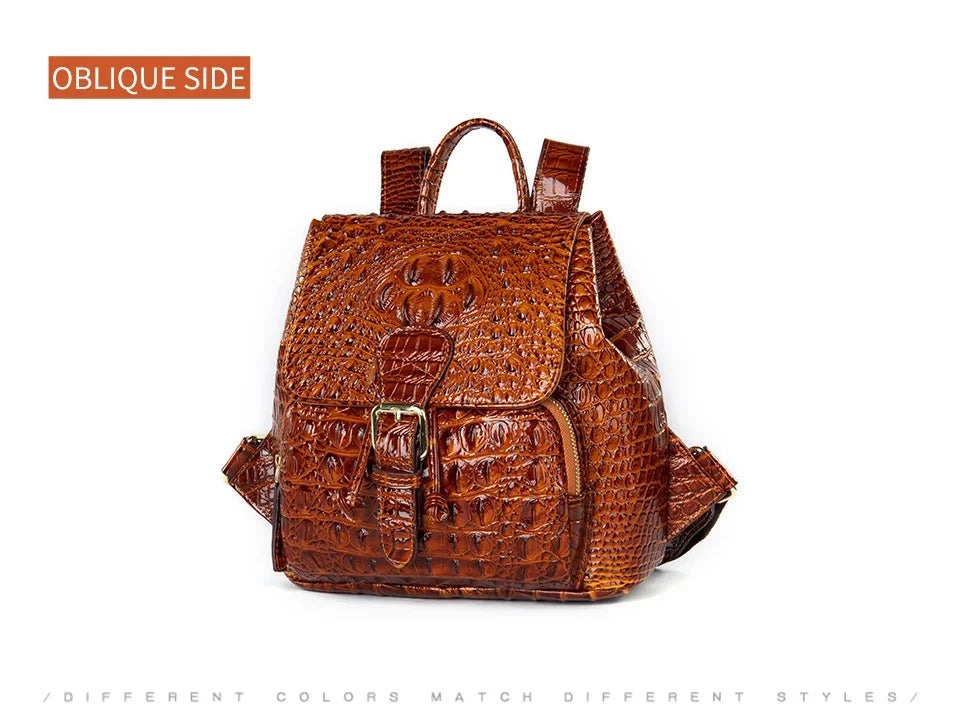 Rucksack aus Leder in Kroko-Optik