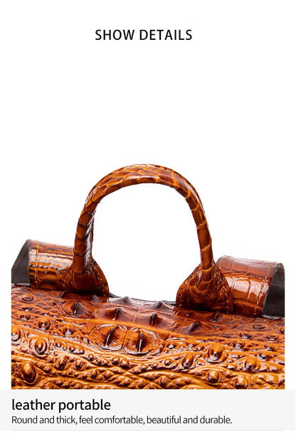 Rucksack aus Leder in Kroko-Optik