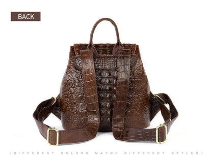 Rucksack aus Leder in Kroko-Optik