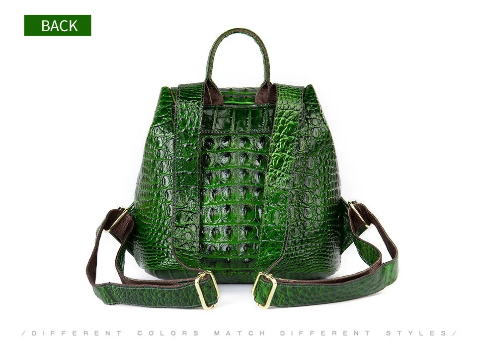 Rucksack aus Leder in Kroko-Optik
