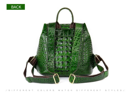 Rucksack aus Leder in Kroko-Optik