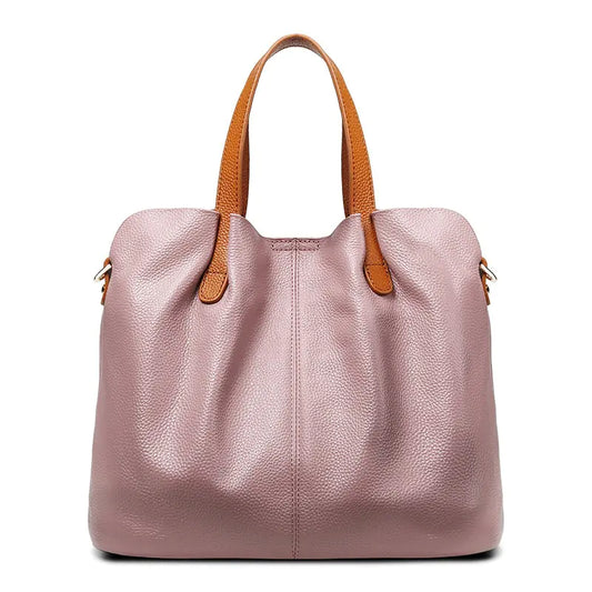 Simple Casual Soft Leather Tote Bag for Women