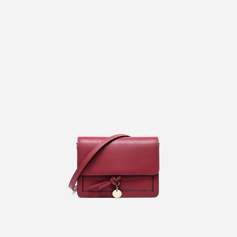 Leather Flap Crossbody Bag with Charm