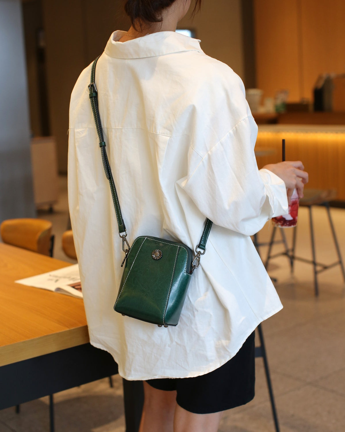 Small Cowhide Leather Crossbody Phone Bag