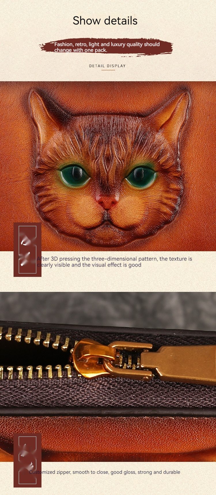 Hand-Painted Cat Leather Wallet