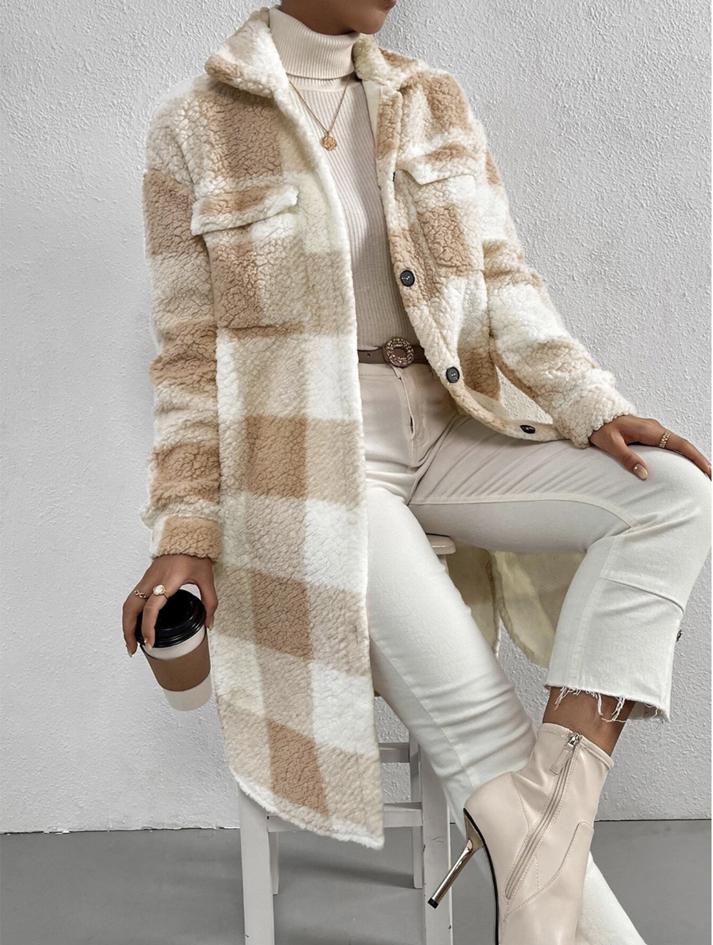 Long Plaid Teddy Shacket “Tilda”