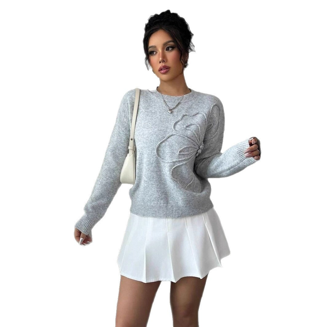 Embossed Flower Knit Sweater “Linnea”