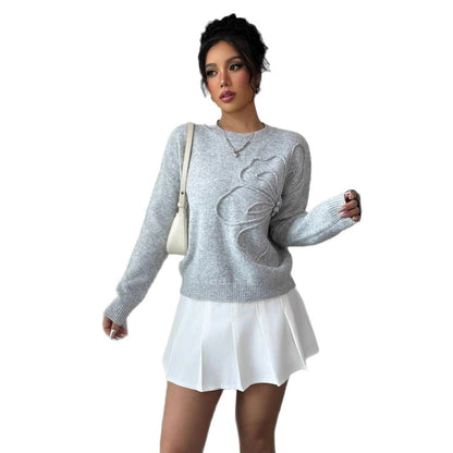 Embossed Flower Knit Sweater “Linnea”