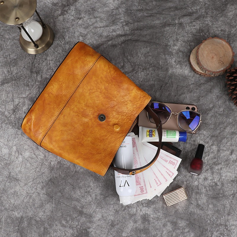 Retro Leather Bucket Handbag