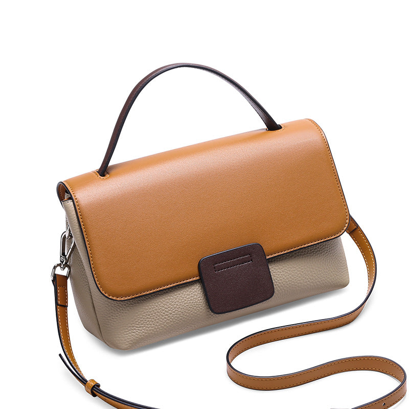 Two-Tone Leather Flap Handbag