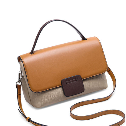 Two-Tone Leather Flap Handbag