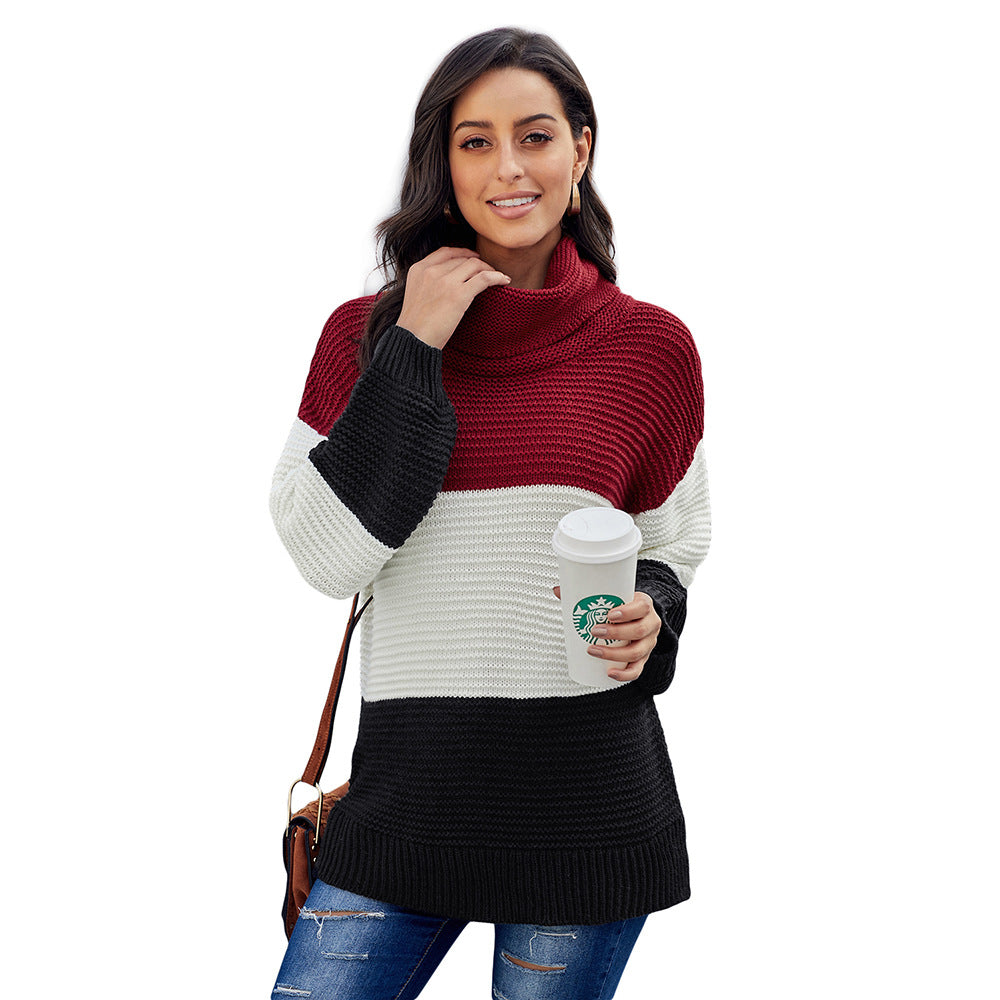 Colour-Block Turtleneck Knit Sweater “Carolina”