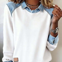 Denim-Collar Knit Pullover “Noemi”