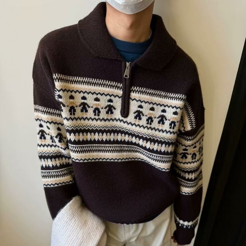 Jacquard Half-Zip Knit Sweater “Lorenzo”
