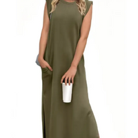 Summer Sleeveless Pocket Maxi Dress