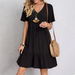 Solid Color V-Neck Midi Dress