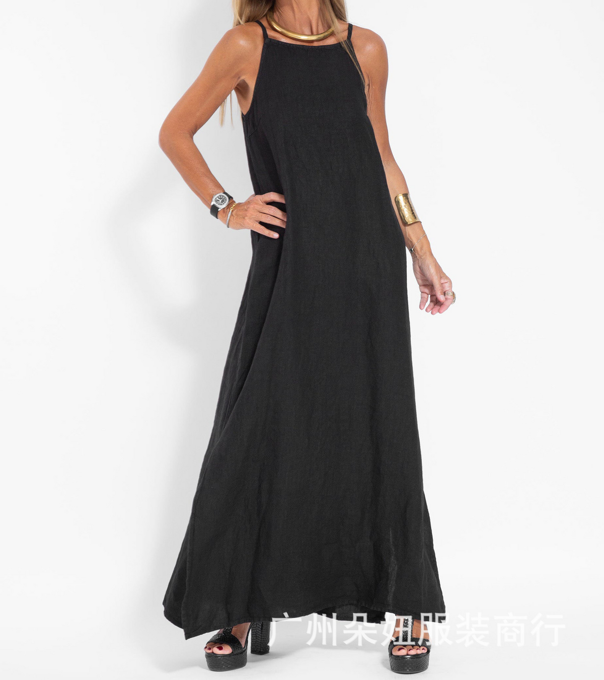 Maxi-Trägerkleid in Leinenoptik „Wiebke“