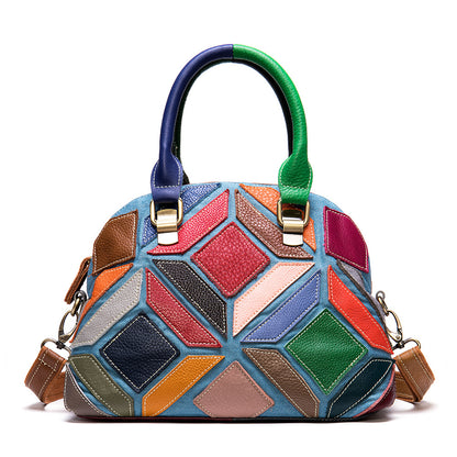 Patchwork Leather Dome Handbag