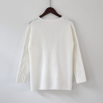 Zopfstrick-Pullover mit V-Ausschnitt „Marina“