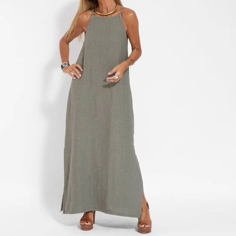 Maxi-Trägerkleid in Leinenoptik „Wiebke“