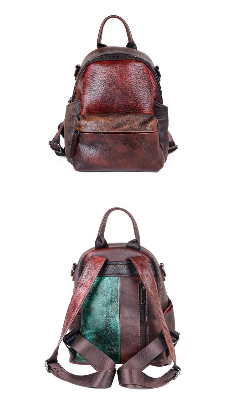 Zweifarbiger Lederrucksack