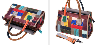 Patchwork Leather Boston Handbag