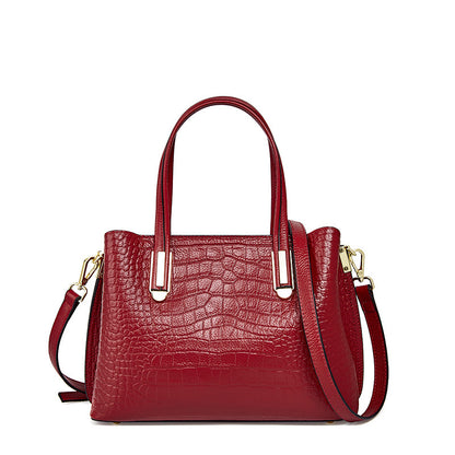 Croc-Embossed Leather Handbag