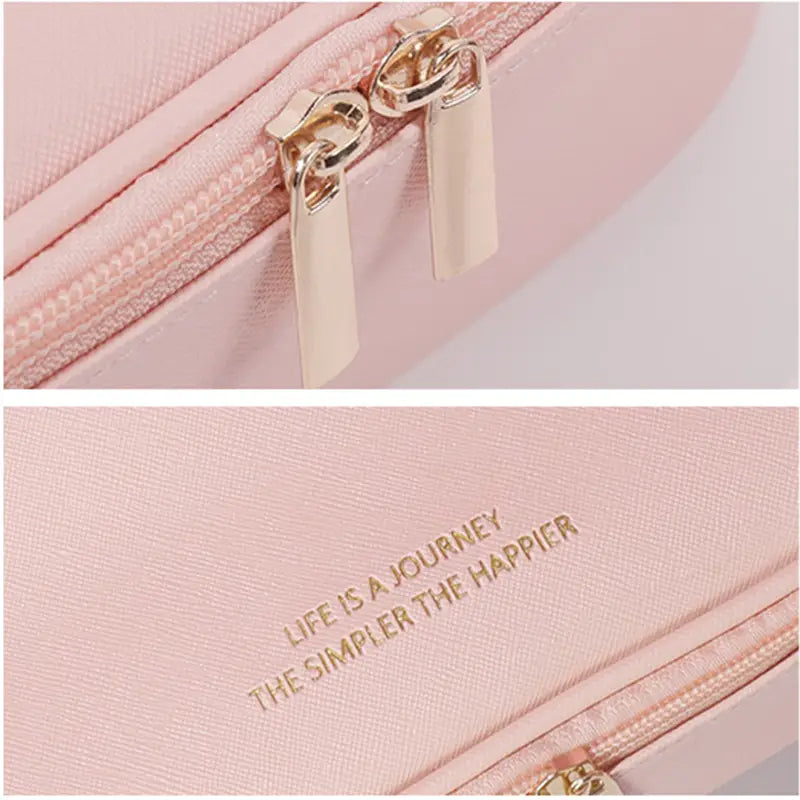 2-Piece Faux Leather (PU) Travel Makeup Bag Set