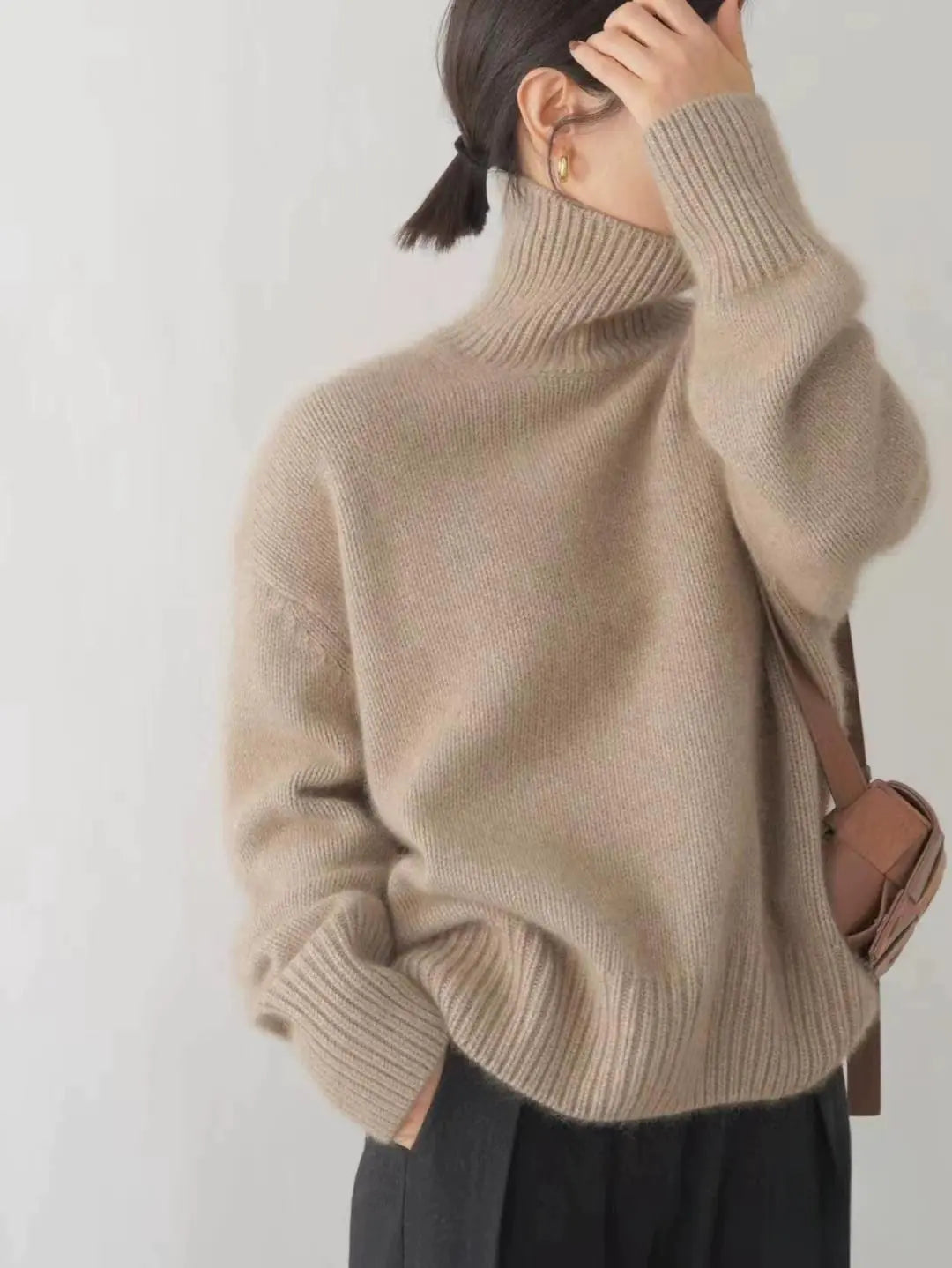Soft Cashmere-Feel Turtleneck Sweater "Rosalie"