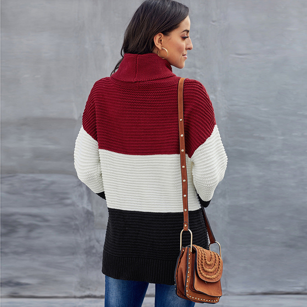 Colour-Block Turtleneck Knit Sweater “Carolina”