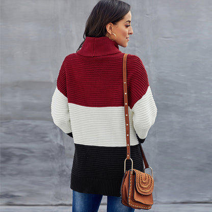 Colour-Block Turtleneck Knit Sweater “Carolina”