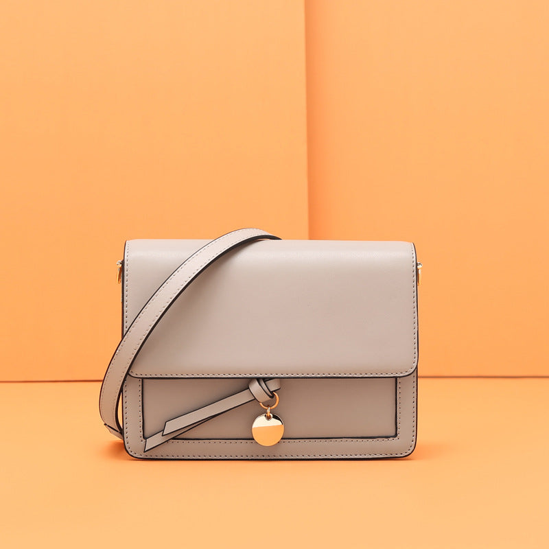 Leather Flap Crossbody Bag with Charm