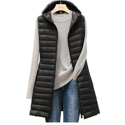 Long Hooded Puffer Vest “Inga”
