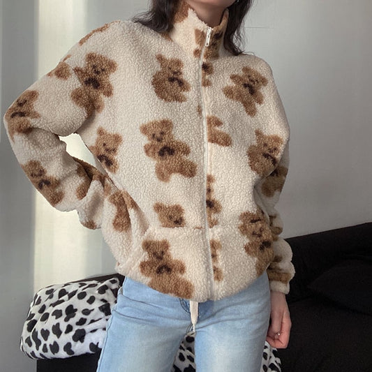 Teddyjacke mit Bären-Print „Rosalind“