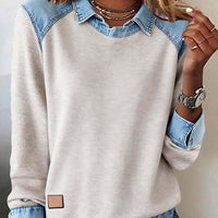 Denim-Collar Knit Pullover “Noemi”