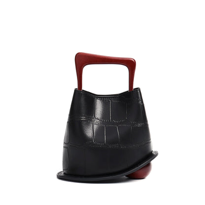 Women's Cowhide Leather Bucket Bag