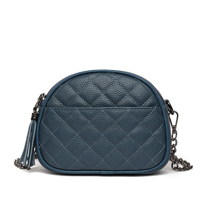 Quilted Leather Oval Crossbody Bag